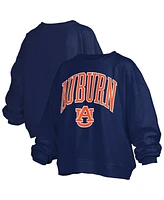 Pressbox Women's Navy Auburn Tigers Janise Arch Over Logo Waist Length Oversized Pullover Sweatshirt