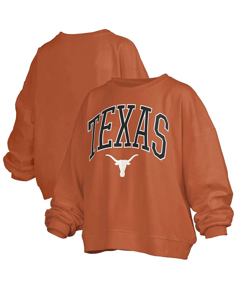 Pressbox Women's Texas Longhorns Janise Arch Over Logo Waist Length Oversized Pullover Sweatshirt