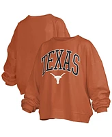 Pressbox Women's  Texas Longhorns Janise Arch Over Logo Waist Length Oversized Pullover Sweatshirt