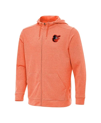 Antigua Men's Heather Orange Baltimore Orioles Effortless Full-Zip Hooded Jacket