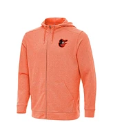 Antigua Men's Heather Orange Baltimore Orioles Effortless Full-Zip Hooded Jacket