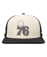 Pro Standard Men's Cream/Black Philadelphia 76ers French Terry Snapback Hat