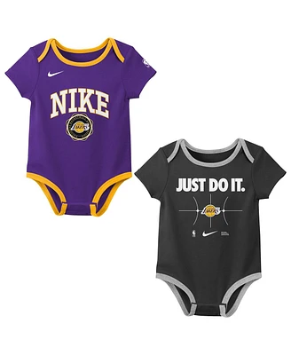 Nike Newborn Purple/Black Los Angeles Lakers Just Do It Bodysuit Set 2-Pack