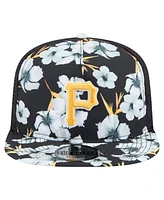 New Era Men's Black Pittsburgh Pirates Adventure Pattern Golfer Trucker Snapback Hat