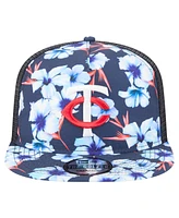 New Era Men's Navy Minnesota Twins Adventure Pattern Golfer Trucker Snapback Hat