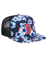 New Era Men's Navy Boston Red Sox Adventure Pattern Golfer Trucker Snapback Hat