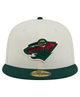 New Era Men's White Minnesota Wild Chrome Two-Toned 59FIFTY Fitted Hat