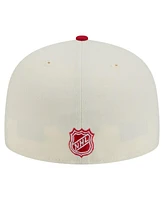 New Era Men's White Detroit Red Wings Chrome Two-Toned 59FIFTY Fitted Hat