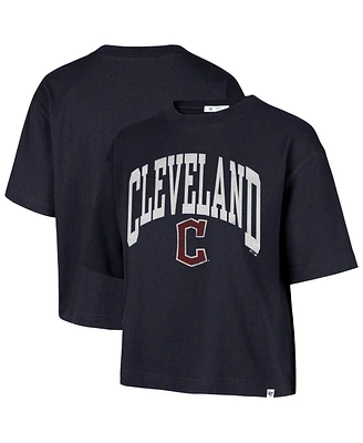 '47 Brand Women's Navy Cleveland Guardians City Connect Shale Drop Shoulder Cropped T-Shirt