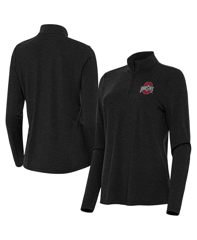 Antigua Women's Heather Black Ohio State Buckeyes Bright Quarter-Zip Top