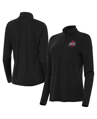 Antigua Women's Heather Black Ohio State Buckeyes Bright Quarter-Zip Top
