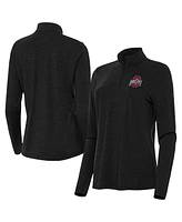 Antigua Women's Heather Black Ohio State Buckeyes Bright Quarter-Zip Top