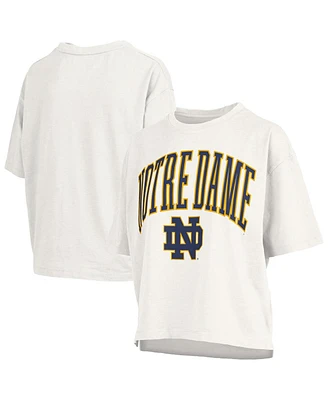 Pressbox Women's White Notre Dame Fighting Irish Nelson Arch Over Logo Waist Length Oversized Slub T-Shirt