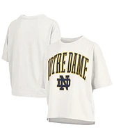 Pressbox Women's White Notre Dame Fighting Irish Nelson Arch Over Logo Waist Length Oversized Slub T-Shirt