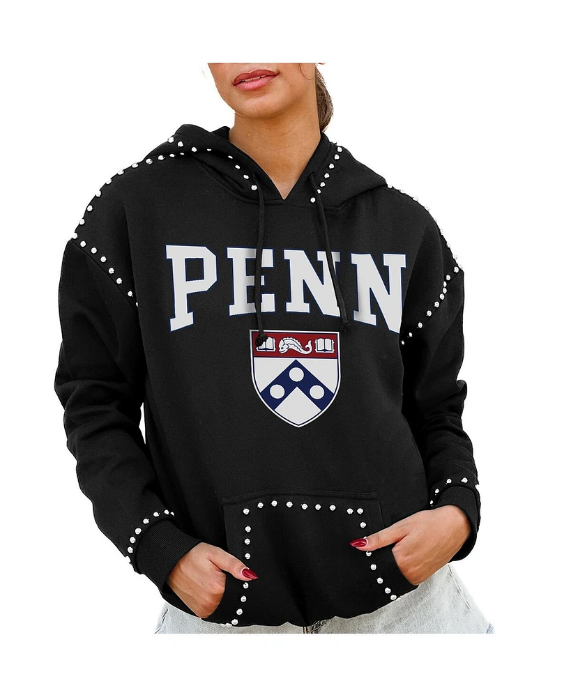Gameday Couture Women's Black Pennsylvania Quakers Studded Pullover Hoodie