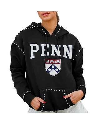 Gameday Couture Women's Black Pennsylvania Quakers Studded Pullover Hoodie