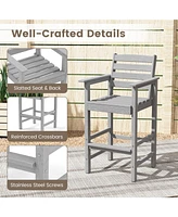 Patio Hdpe Adirondack Bar Chairs Set of 2 with Wide Armrests