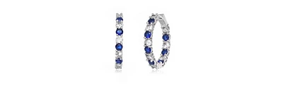 Colored Cubic Zirconia Inside Out Hoop Earrings