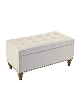 Tufted Upholstered Storage Ottoman Bench with Nailhead Trim and Hinged Lid for Bedroom Living Room Entryway Multi Purpose Use-The Pop Home