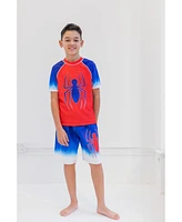 Spider-Man Toddler Boys Upf 50+ Rash Guard and Swim Trunks Outfit Set