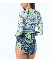 Beach House Sport Women's Sculpt Long Sleeve Zip Front One Piece Swimsuit