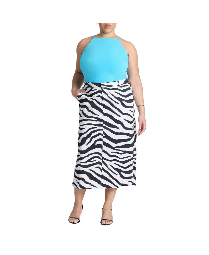 Eloquii Plus Printed Midi Skirt