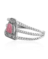 Sterling Silver Rhodonite Trapezoid Cuff Bracelet