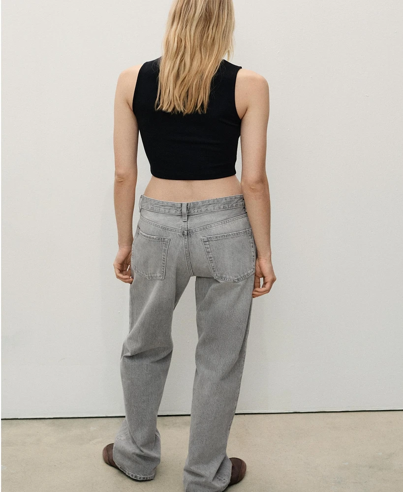 Mango Women's High Waist Straight Jeans