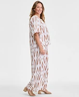 Vince Camuto Plus Printed Gathered Wide-Leg Pants