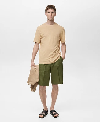 Mango Men's Linen Slim-Fit T-Shirt