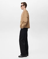 Mango Men's Suede Leather Bomber Jacket