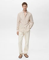 Mango Men's Linen Pinstripe Shirt