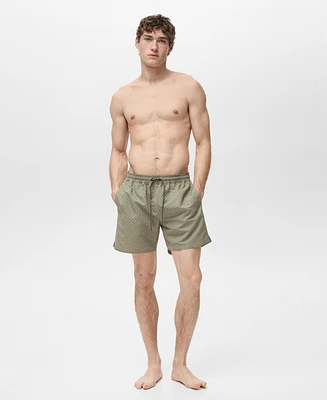 Mango Men's Geometric-Print Swim Trunks
