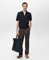 Mango Men's Openwork Knit Cotton Shirt