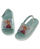Disney Toddler Girls Frozen Anna and Elsa Hook Loop Backstrap Slides