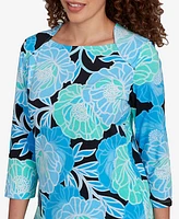 Ruby Rd. Petite Bold Poppies Envelope Neck Top