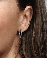 Pandora Sterling Silver Sparkle and Logo Hoop Earrings