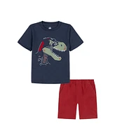 Kids Headquarters Toddler and Little Boys 2-Piece Slub Jersey Graphic T-Shirt Twill Cargo Shorts Set