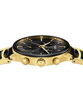 Rado Unisex Swiss Chronograph Centrix Black Ceramic & Gold Pvd Stainless Steel Bracelet Watch 41mm