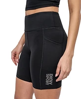 Dkny Sport Women's Rhinestone-Logo Pocket Bike Shorts