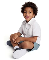 Calvin Klein Toddler and Little Boys 2-Piece Textured Dobby Button Front Shirt Twill Shorts Set