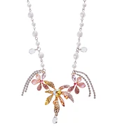 Betsey Johnson Faux Stone Garden Glam Floral Cultivated Pearl Bib Necklace