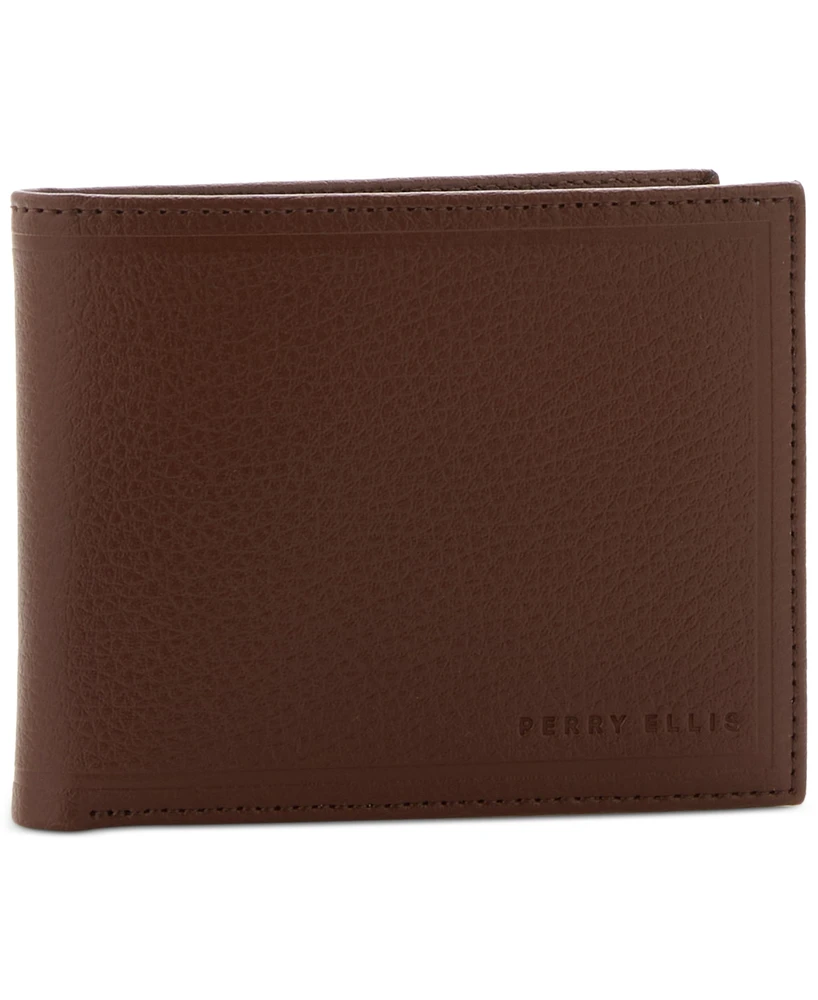Perry Ellis Portfolio Men's Outlined Pebble Bifold Wallet
