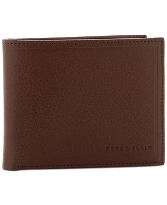 Perry Ellis Portfolio Men's Outlined Pebble Bifold Wallet