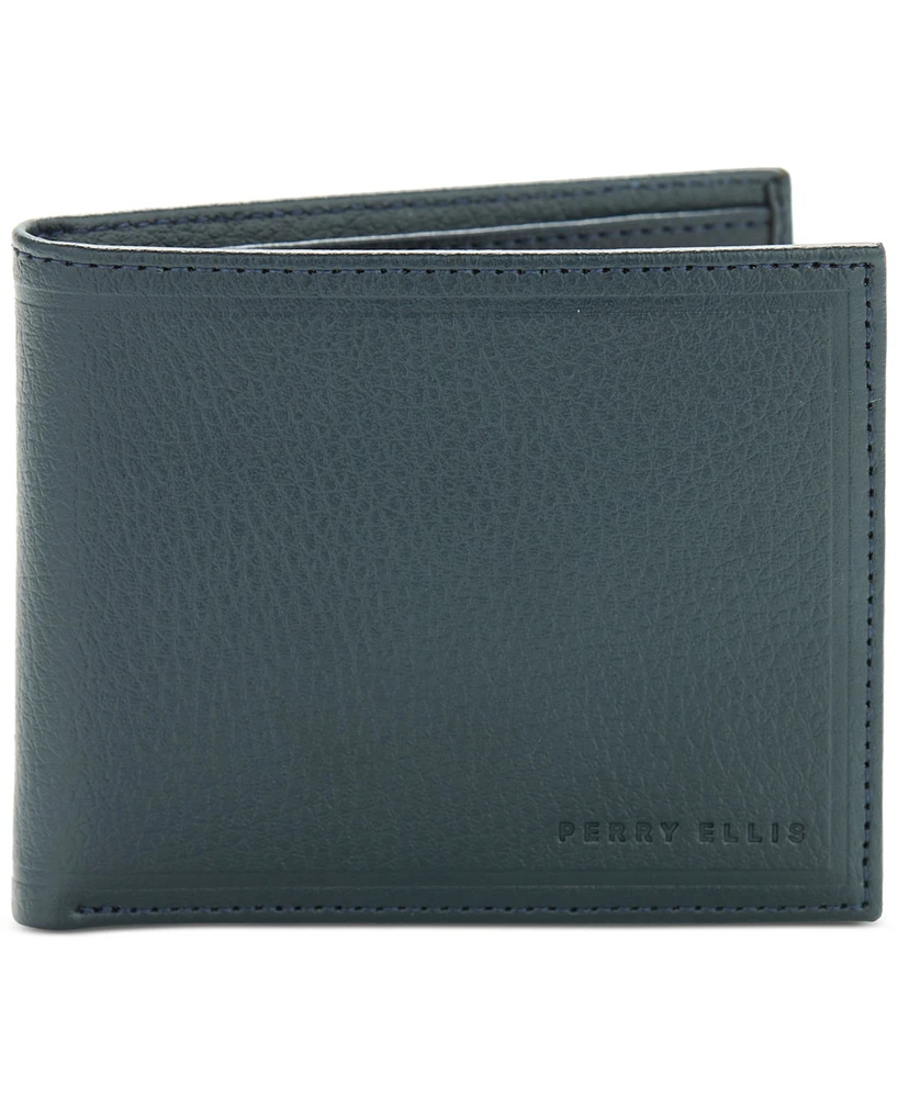 Perry Ellis Portfolio Men's Outlined Pebble Bifold Wallet