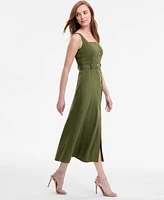 Taylor Women's Square-Neck Button-Front A-Line Dress