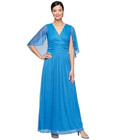 Sl Fashions Petite Surplice Long Glitter Cape Dress