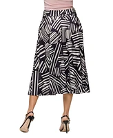 24seven Comfort Apparel Women's Elastic Waist Pocket Midi Skirt