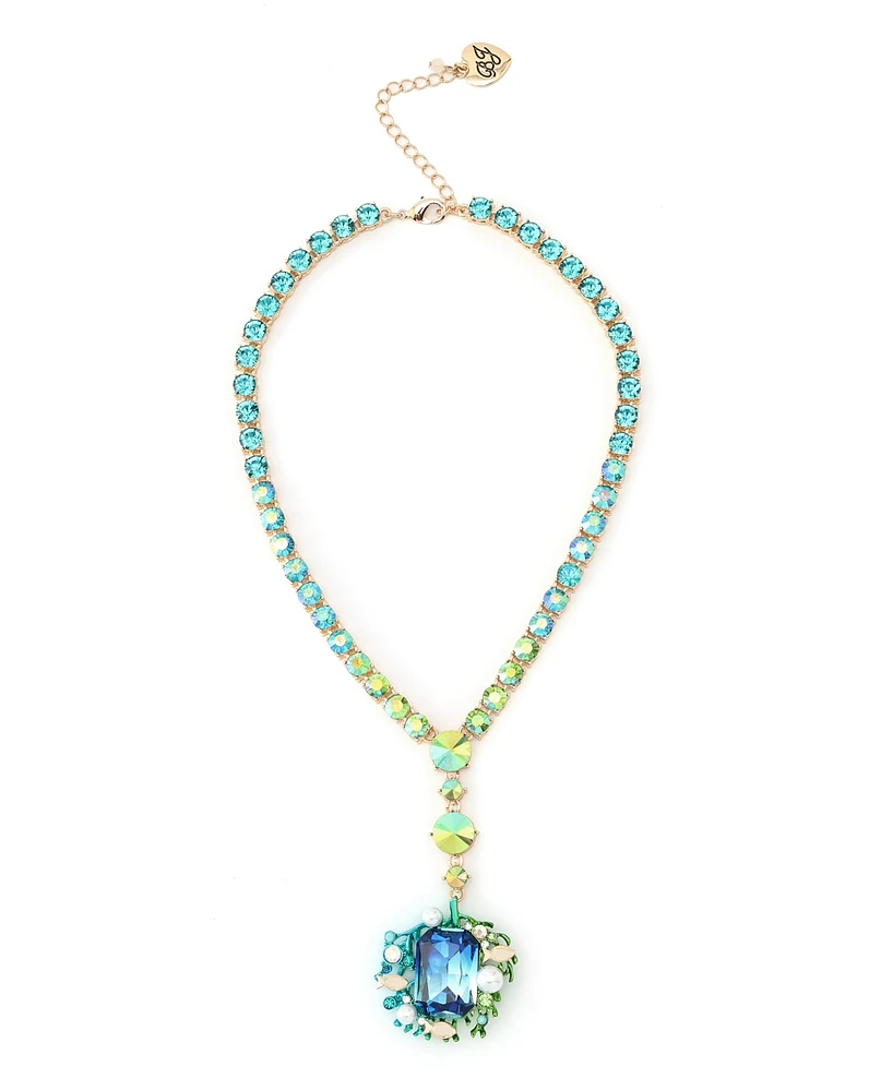 Betsey Johnson Mermaid Jewels Seaweed Stone Gem Tennis Necklace
