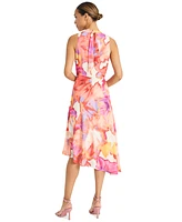 Maggy London Women's Printed Asymmetric-Hem Midi Dress